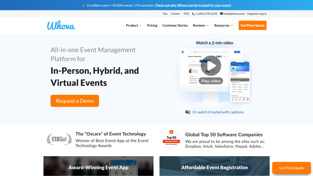 Plateforme Whova events