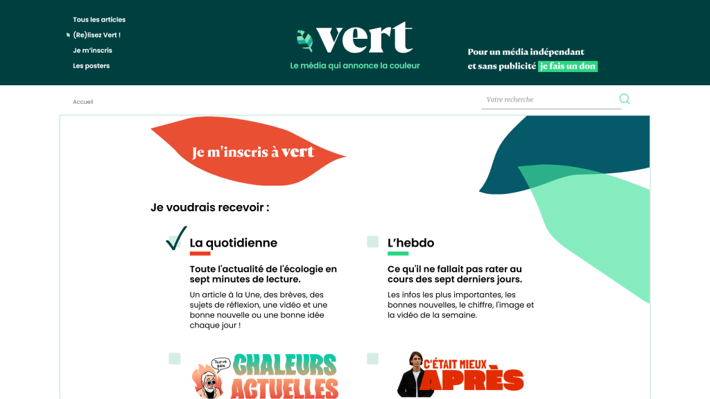 La newsletter de Vert, le média